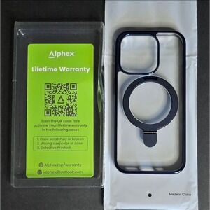 iPhone 15 Pro Blue / Clear Phone Case Kickstand Ring Holder MagSafe Case